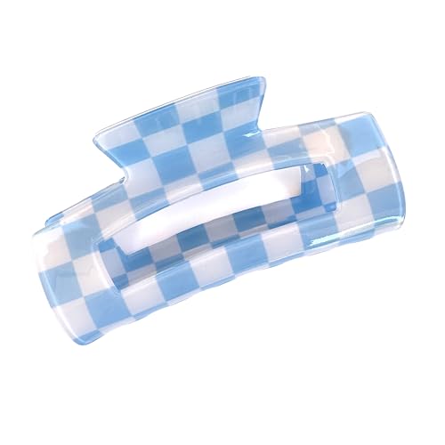 Modische Karo Haarspange aus Acryl, Mittlere Größe - Perfekte für Frauen und Mädchen (Blau) von MAGAM-Stoffe