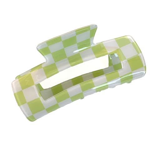Modische Karo Haarspange aus Acryl, Mittlere Größe - Perfekte für Frauen und Mädchen (Grün) von MAGAM-Stoffe
