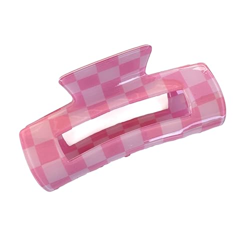 Modische Karo Haarspange aus Acryl, Mittlere Größe - Perfekte für Frauen und Mädchen (Pink) von MAGAM-Stoffe