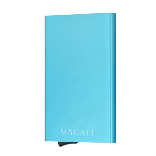 MAGATI AluGuard RFID Kartenetui - Slim Wallet Aluminium mit RFID-Schutz - Kompaktes Kartenhalter für Herren & Damen für bis zu 7 Karten - Blau von MAGATI
