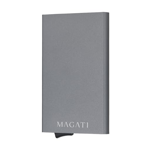 MAGATI AluGuard RFID Kartenetui - Slim Wallet Aluminium mit RFID-Schutz - Kompaktes Kartenhalter für Herren & Damen für bis zu 7 Karten - Grau von MAGATI