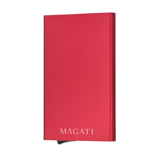 MAGATI AluGuard RFID Kartenetui - Slim Wallet Aluminium mit RFID-Schutz - Kompaktes Kartenhalter für Herren & Damen für bis zu 7 Karten - Rot von MAGATI