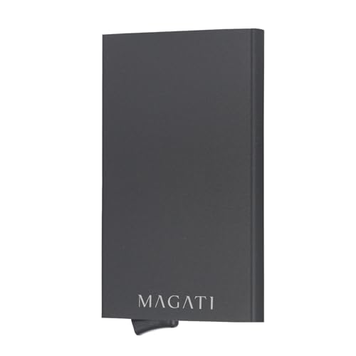 MAGATI AluGuard RFID Kartenetui - Slim Wallet Aluminium mit RFID-Schutz - Kompaktes Kartenhalter für Herren & Damen für bis zu 7 Karten - Schwarz von MAGATI