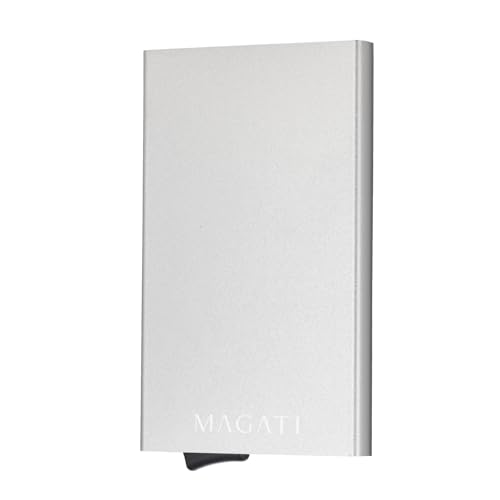 MAGATI AluGuard RFID Kartenetui - Slim Wallet Aluminium mit RFID-Schutz - Kompaktes Kartenhalter für Herren & Damen für bis zu 7 Karten - Silber von MAGATI