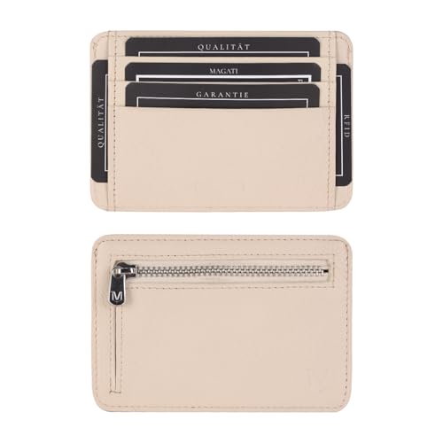 MAGATI CarWally MiniWallet mit Münzfach, RFID-Schutz - Mini Geldbörse Herren & Damen klein - Kartenetui - Kartenhalter Einkaufswagenchip-Fach Portemonnaie - Geldbeutel - Beige von MAGATI