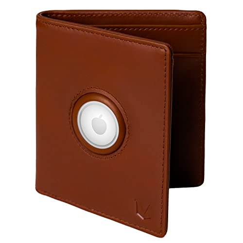 MAGATI Geldbörse PANA mit AirTag Case - Portemonnaie mit Münzfach, Geldscheinfach - Geldbeutel aus Echtleder mit RFID-Schutz - bis zu 10 Karten, Cognac, mit Fundservice von MAGATI