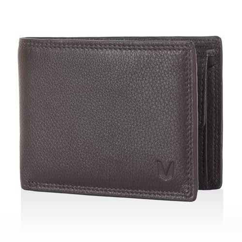 MAGATI IL Toro Klassisches Wallet mit Münzfach, RFID-Schutz - Mini Geldbörse Herren & Damen klein - Kartenetui - Kartenhalter Einkaufswagenchip-Fach Portemonnaie - Geldbeutel - Braun von MAGATI