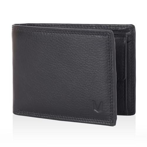 MAGATI IL Toro Klassisches Wallet mit Münzfach, RFID-Schutz - Mini Geldbörse Herren & Damen klein - Kartenetui - Kartenhalter Einkaufswagenchip-Fach Portemonnaie - Geldbeutel - Schwarz von MAGATI