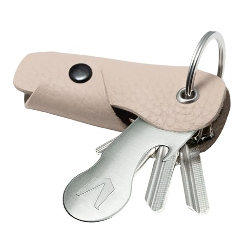 MAGATI Schlüsseletui Occhio Nero mit Einkaufswagenlöser für 1-6 Schlüssel | Key Organizer aus Leder, Flascheöfner, Fundservice, Geschenk für Damen & Herren, Beige von MAGATI