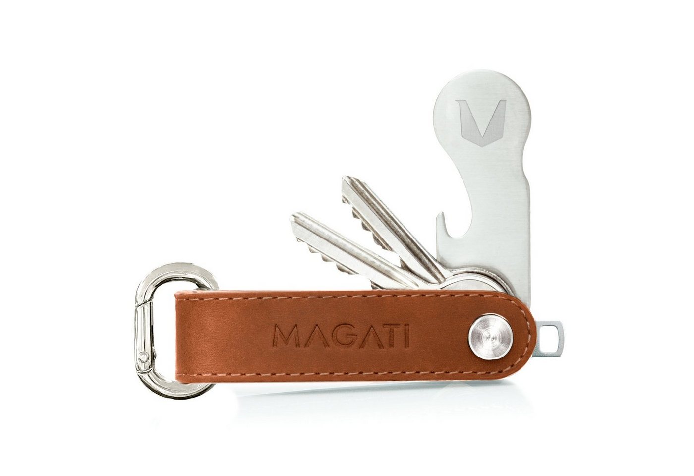MAGATI Schlüsseltasche Key Organizer aus Echtleder, Schlüsseletui für 1-7 Schlüssel (Inkl. Geschenkbox, Einkaufswagenlöser, Flaschenöffner, Profiltiefenmesser), Key Holder mit Schlüsselfundservice für Damen & Herren von MAGATI