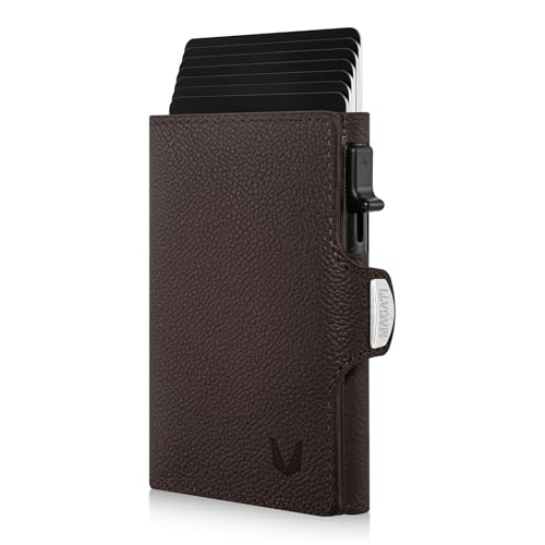 MAGATI Slim Wallet Zani aus Leder mit Fundservice, Kartenetui, Geldbörse mit Münzfach & RFID Blocker, Portmonee mit Kartenhalter & Geldscheinfach, Dunkelbraun von MAGATI