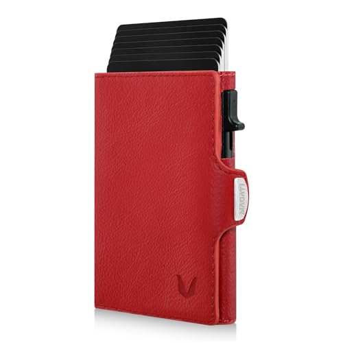 MAGATI Slim Wallet Zani aus Leder mit Fundservice, Kartenetui - Geldbörse mit Münzfach & RFID Blocker, Portmonee mit Kartenhalter & Geldscheinfach, Rot von MAGATI