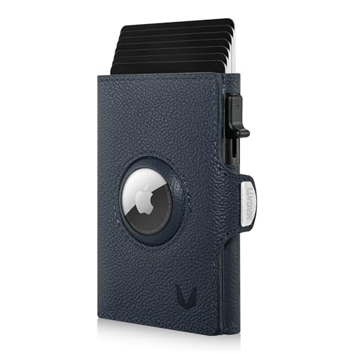 MAGATI Slim Wallet Zani mit AirTag Hülle aus Leder, Kartenetui mit Münzfach & RFID Blocker, Geldbörse für AirTag, Portmonee mit Kartenhalter & Geldscheinfach, Blau von MAGATI