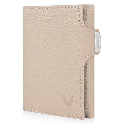 MAGATI Slim Wallet mit Münzfach, RFID-Schutz - Mini Geldbörse Herren & Damen klein - il Santo Kartenetui - Kartenhalter Einkaufswagenchip-Fach Portemonnaie klein – Geldbeutel, Beige von MAGATI