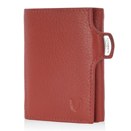 MAGATI Slim Wallet mit Münzfach, RFID-Schutz - il Santo Kartenetui - für Damen sowie Herren - Kartenhalter Einkaufswagenchip-Fach Portemonnaie klein – Geldbeutel, Cognac von MAGATI