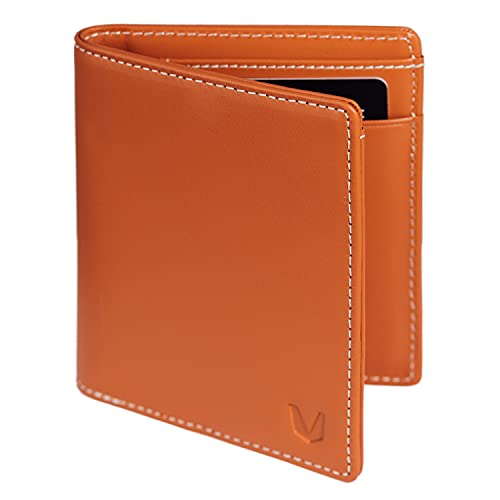PANA-RFID-Schutz Geldbörse aus echtem Rindsleder für Männer und Frauen-Kompaktes Wallet mit Münzfach und Geldscheinfach für bis zu 9 Karten-Ideal für den täglichen Gebrauch und als Geschenk (Cognac) von MAGATI