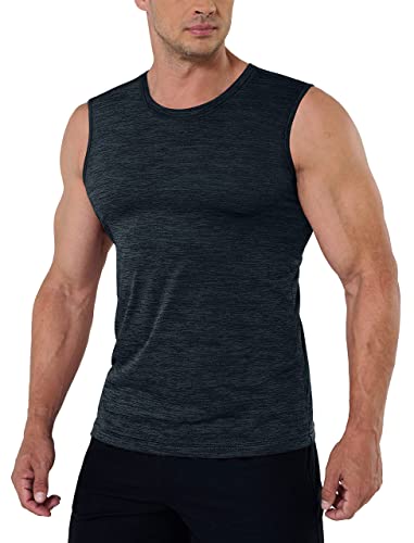 MAGCOMSEN Achselshirts Sport Herren Tank-Top T-Shirt Atmungsaktive Sleeveless Fitness Schnelltrocknend Ärmelloses top, Schwarz, XXL von MAGCOMSEN