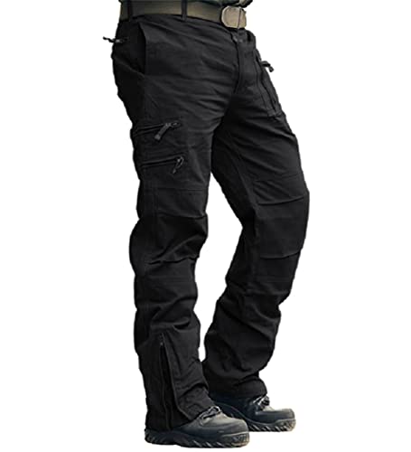 MAGCOMSEN Arbeitshosen Männer Baumwolle Cargohose Herren Tactical Hose mit Multi Tascchen Atmungsaktiv Funktionshose Regular Fit Outdoorhose für Wandern Schwarz 32 von MAGCOMSEN