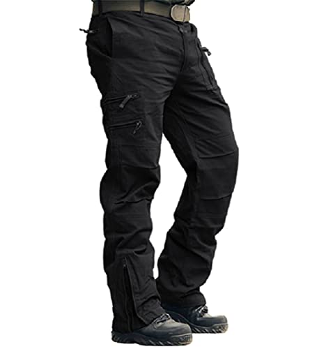 MAGCOMSEN Arbeitshosen Männer Baumwolle Cargohose Herren Tactical Hose mit Multi Tascchen Atmungsaktiv Funktionshose Regular Fit Outdoorhose für Wandern Schwarz 40 von MAGCOMSEN