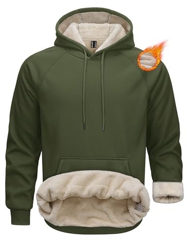 MAGCOMSEN Basic Pullover Herren Sherpa Hoodie Crewneck Sweatshirts Fleece Winter Gefüttert Outdoorshirts von MAGCOMSEN