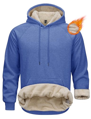MAGCOMSEN Basic Pullover Herren Sherpa Hoodie Crewneck Sweatshirts Fleece Winter Gefüttert Outdoorshirts von MAGCOMSEN