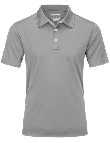 MAGCOMSEN Casual Shirts Herren Kurzarm Klassisches Golf Polo Shirts Männer Arbeitsshirt Schnelltrocknende Sommer Wandershirt Regular Fit Sport Tshirts Hellgrau L von MAGCOMSEN