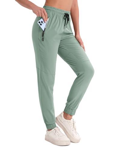 MAGCOMSEN Damen Outdoorhose Loose Fit Jogging Hosen Lang Radhose Leicht Sommer Trekkinghose Frauen Atmungsaktiv Kletterhose Training Passform für Angeln Camping Hellgrün L von MAGCOMSEN