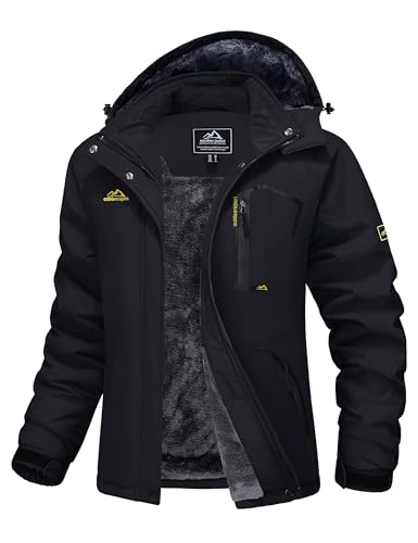 MAGCOMSEN Skijacke Damen Übergangsjacke Winter Outdoor Winterjacke Fleecejacke Parka Wärme Abnehmbarer Kapuze Schwarz L von MAGCOMSEN