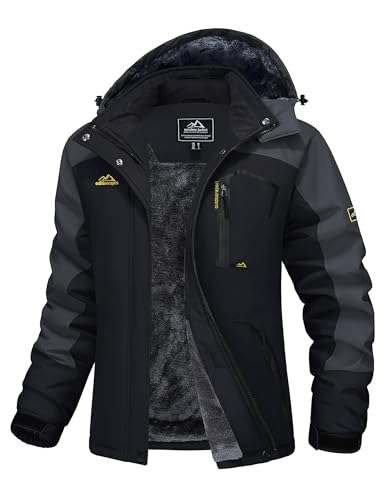 MAGCOMSEN Softshelljacke für Damen Skijacke Snowboardjacke Thermo Winterjacke mit Reißverschlusstaschen Schwarz Grau XL von MAGCOMSEN