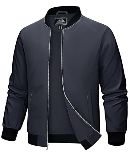 MAGCOMSEN Dünne Jacke Herren Leicht Übergangsjacke Essentials Lässig Bomberjacke Herren US Armee Übergangsjacke mit Multi Taschen Outdoor Arbeit Fliegerjacke Dunkelgrau XL von MAGCOMSEN