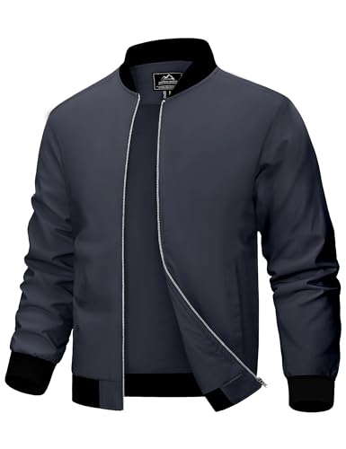 MAGCOMSEN Dünne Jacke Herren Leicht Übergangsjacke Essentials Lässig Bomberjacke Herren US Armee Übergangsjacke mit Multi Taschen Outdoor Arbeit Fliegerjacke Dunkelgrau XXL von MAGCOMSEN