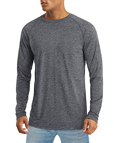 MAGCOMSEN UV Tshirt Herren Funktionsshirt Sommer Schutz Gym Leicht Shirt für Fitness Angeln Outdoor Dunkelgrau 3XL von MAGCOMSEN