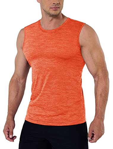 MAGCOMSEN Fitness Sleeveless Herren Tanktop Leicht Ärmellose T-Shirt Quick Dry Funktionsshirt Sommer Laufen Unterhemd, Orange, XL von MAGCOMSEN