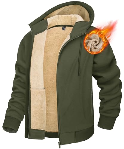 MAGCOMSEN Fleece Hoodie Herren Trainingsjacke Winter Sweatjacke Sport Kapuzenjacke Warm Strickjacke Outdoor Winterjacke, Armeegrin, S MAGCOMSEN Fleece Hoodie Herren Trainingsjacke Winter Sweatjacke Sport Kapuzenjacke Warm Strickjacke Outdoor Winterjacke, Armeegrin, S von MAGCOMSEN