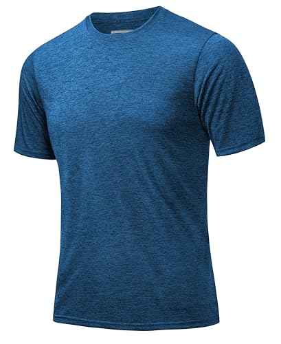 MAGCOMSEN Funktionsshirt Herren Kurzarm T-Shirt Quick Dry Sport Shirt Leicht Gym Laufshirts Outdoor Sommer Wandershirt Mittelblau 2XL von MAGCOMSEN