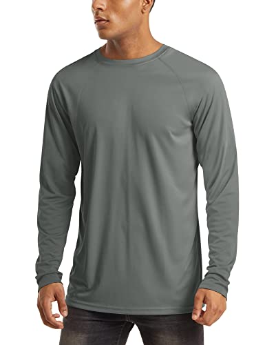 MAGCOMSEN Funktionsshirt Herren Langarm Outdoor Shirt Sommer Wandershirts Leicht Surfen Shirt Atmungsaktiv UV Schutz Shirt Schnelltrocknend Fitness Shirt Dunkelgrau L von MAGCOMSEN