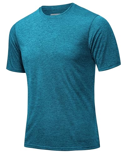 MAGCOMSEN Funktionsshirt Herren Sportshirt Kurzarm Trainingsshirt Atmungsaktiv Laufshirt Wandershirt Männer Regular Fit Fitness Shirts Funktionsshirt Pfauenblau 2XL von MAGCOMSEN