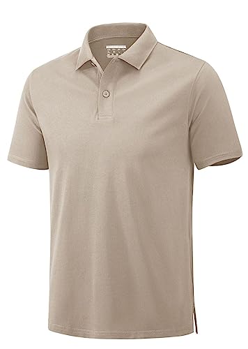 MAGCOMSEN Golf Shirts Herren Kurzarm Poloshirts Atmungsaktiv Funktionsshirt Männer Casual Polo Hemd Tennis Laufen Sporthshirt US Army T-Shirts Khaki M von MAGCOMSEN