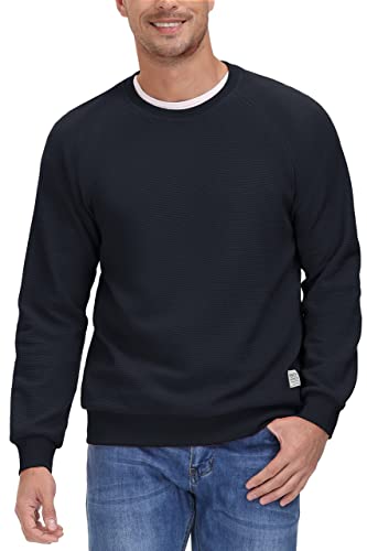 MAGCOMSEN Herren Crewneck Langarmshirt Waffle Sport Pullover Einfarbig Baumwolle Sweatshirt Herren O-Neck Casual Tops Leicht Sommer Laufpullover Gym Fitness Oberteile Shirt Schwarz L von MAGCOMSEN