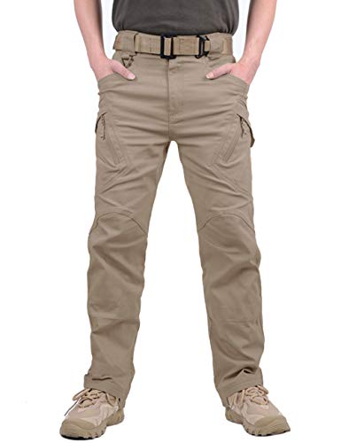 MAGCOMSEN Herren Draussen Dauerhaft Multi Taschen Entspannt-Fit Taktisch Cargohosen Arbeitshose, Khaki, 36 von MAGCOMSEN