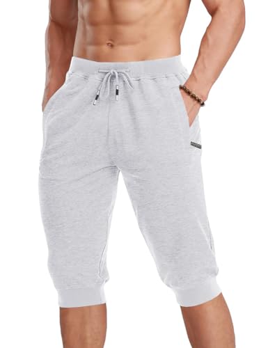 MAGCOMSEN Herren Freizeit Short 3/4 Trainingshose Sport Kurz Hosen Stretch Leicht Bermuda Männer Laufen Gym Sommmershort Atmungsaktiv Trekking Shorts Weiß 30 von MAGCOMSEN