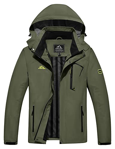 MAGCOMSEN Herren Funktionsjacke Wasserdicht Leicht Softshelljacke mit Reißverschlusstaschen Herren Wandern Jagd Outdoorjacke Winddicht Bergsteigen Mantel Armeegrün XXL von MAGCOMSEN