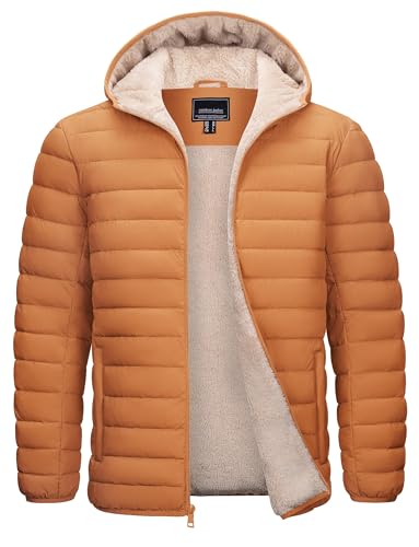 MAGCOMSEN Herren Gefütterte Winterparka Winddicht Daunenjacke Outdoor Fleecejacke Männer Wasserdicht Wasserabweisende Skijacke Wandern Camping Jacke Verdickt Wanderjacke Braun L von MAGCOMSEN