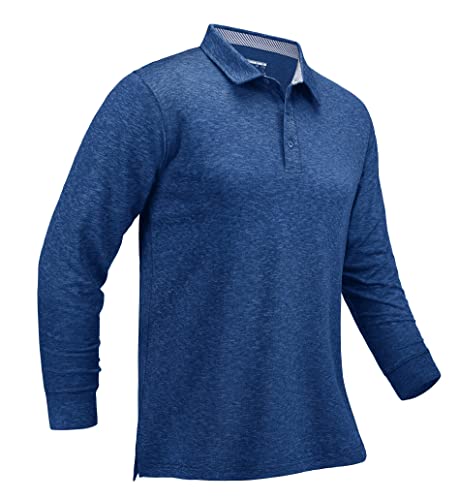 MAGCOMSEN Herren Golf Poloshirts Essentials T-Shirt Quick Dry Langarmshirts für Camping Arbeit Herren Sportlich Sweatshirts Stretch Leicht Polo Hemd Medium Blue 3XL von MAGCOMSEN