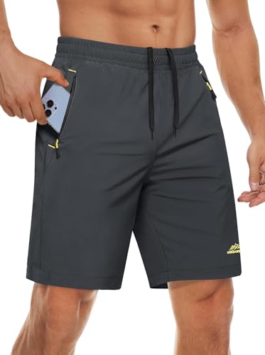 MAGCOMSEN Shorts Herren Sommer Quick Dry Sporthose mit Taschen Leicht Jogginghose mit Elastische Bund Dunkelgrau 38 von MAGCOMSEN