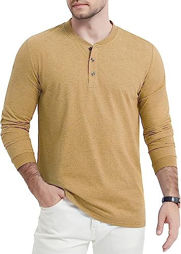 MAGCOMSEN Herren Henley Langarmshirt Baumwolle Freizeithemd Classic Sommer T-Shirt Herren Atmungsaktiv Stretch Outdoorshirt mit 3 Knöpfen Gleb XL von MAGCOMSEN