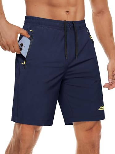 MAGCOMSEN Herren Kurze Sporthose Schnell Trocknend Trainingshose für Gym Fitness Männer Radhose Stretch Atmungsaktiv Running Hose Dunkelblau 34 von MAGCOMSEN