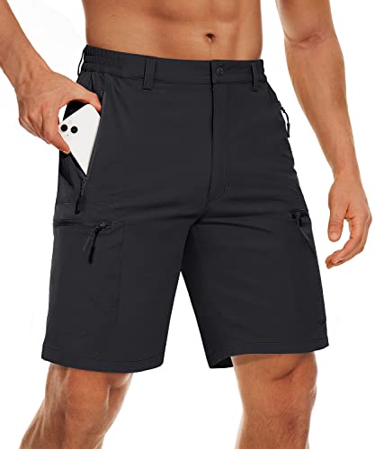 MAGCOMSEN Herren Kurze Wanderhose Leicht Cargo Shorts Atmungsaktiv Sport Funktionsshorts Männer Schnell Trockend Mountainbike Hose Multi Taschen Casual Freizeithose Schwarz 34 von MAGCOMSEN