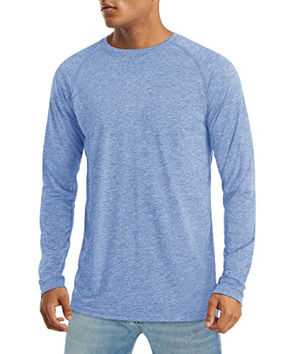 MAGCOMSEN Badeshirt UV Herren Atmungsaktive Shirts UPF 50+ Sonnenschutz Leicht Quick Dry Joggingshirts Hellblau XL von MAGCOMSEN