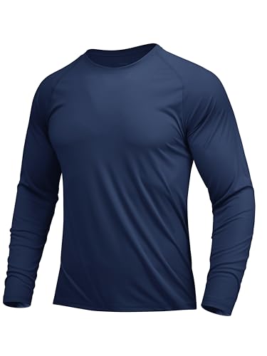 MAGCOMSEN Funktionsshirt Herren Langarm UV Shirt UPF 50+ Arbeitsshirt Atmungsaktiv Männer Sommer Wandershirt Outdoor Jogging Laufshirt für Sport Dunkelblau XL von MAGCOMSEN